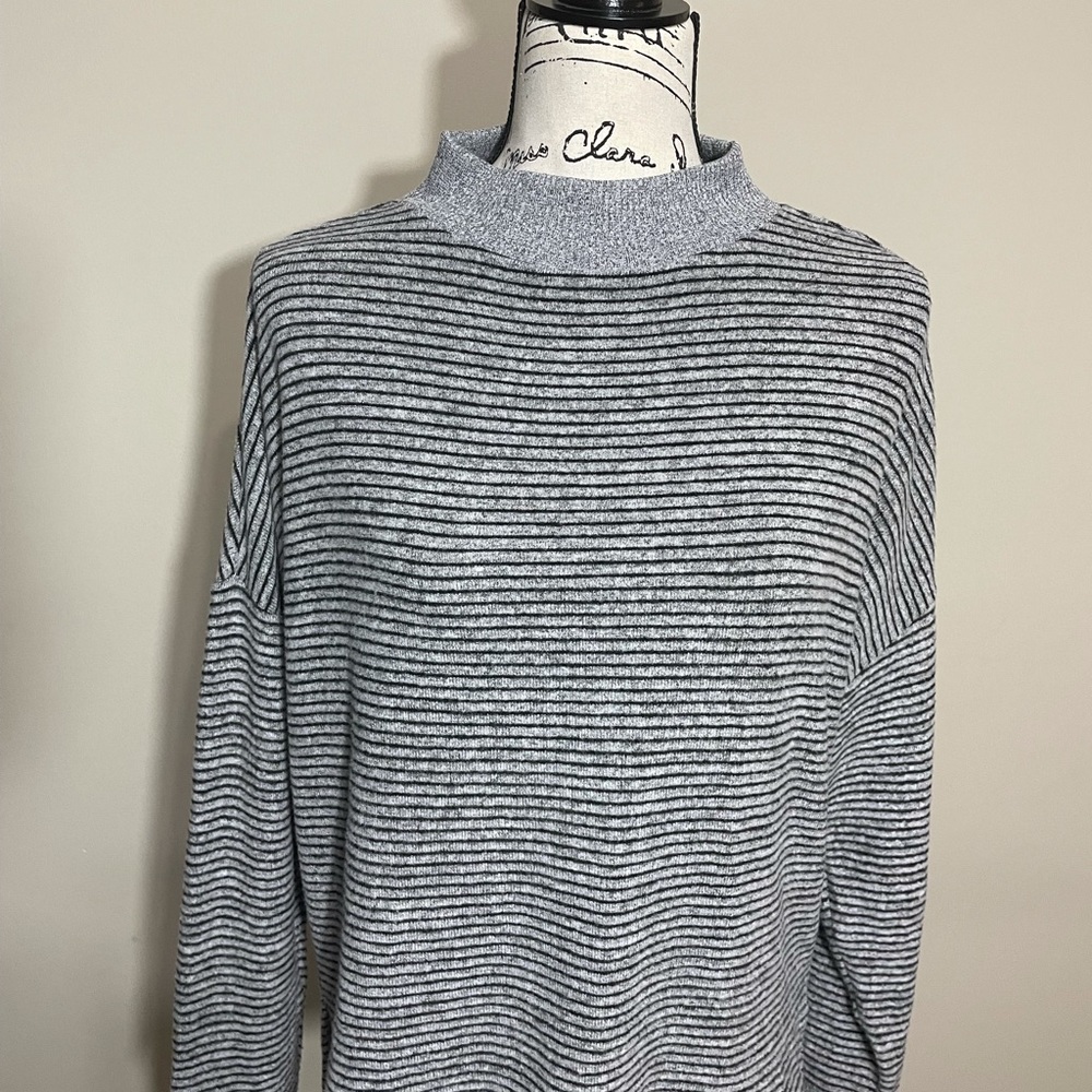Free Press • Gray • Stripe • Mock Neck • Sweater